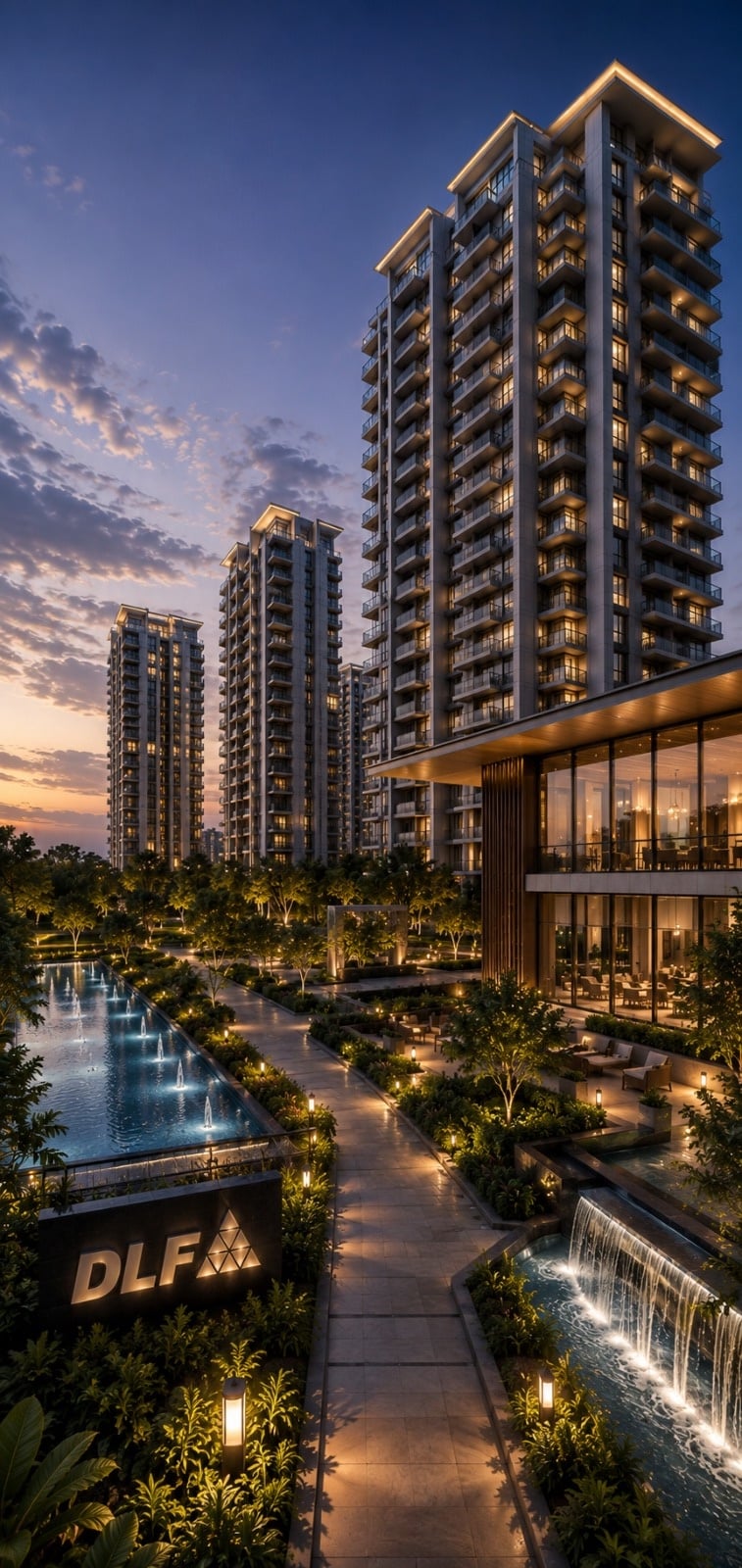 DLF Sector 108 Noida night tower elevation